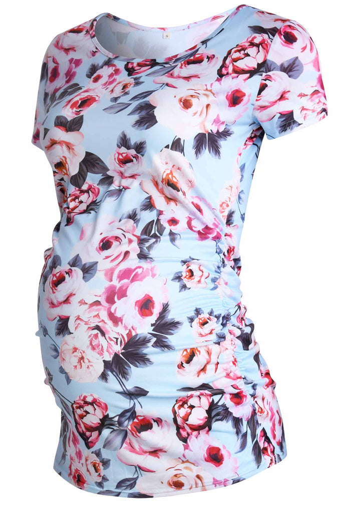 2-Pack Ruched Basic Maternity Tops With Short Sleeves