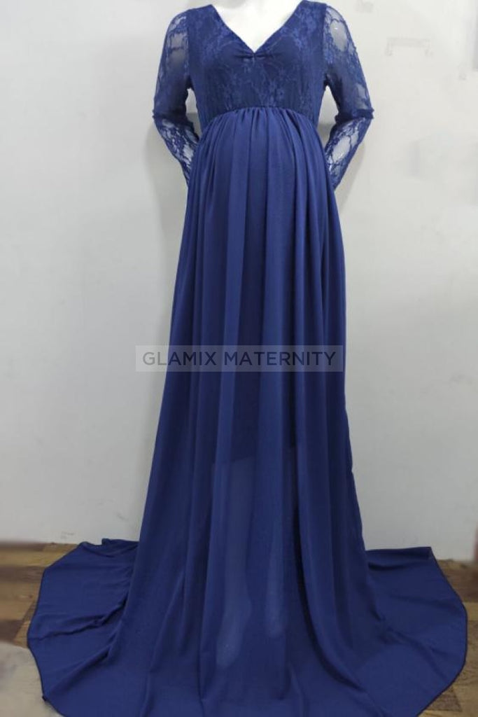 Fabulous A-line Lace Maternity Dress With Sleeves