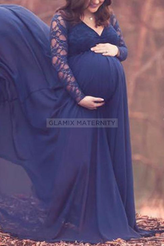 Fabulous A-line Lace Maternity Dress With Sleeves