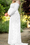 Lace Off Shoulder Maternity Photoshoot Long Dress Beach Dress