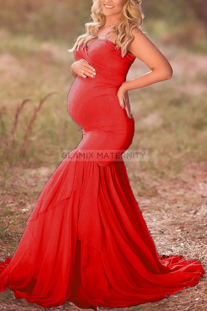 Strapless Mermaid Sweetheart Maternity Photoshoot Gown