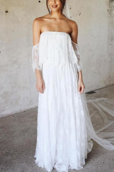 maternity solid white lace off shoulder dress White Off-the-shoulder Lace Maternity Dress
