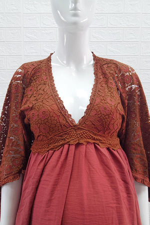 Boho Vintage Lace Maxi Maternity Long Dress Photoshoot Gown