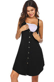 Buttoned Short Maternity Slip Dress Irregular Hem Breastfeeding Skirt