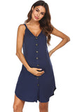 Buttoned Short Maternity Slip Dress Irregular Hem Breastfeeding Skirt