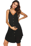 Buttoned Short Maternity Slip Dress Irregular Hem Breastfeeding Skirt