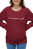 Comfortable Burgundy Warm Letter-print Maternity Sweatshirt Top