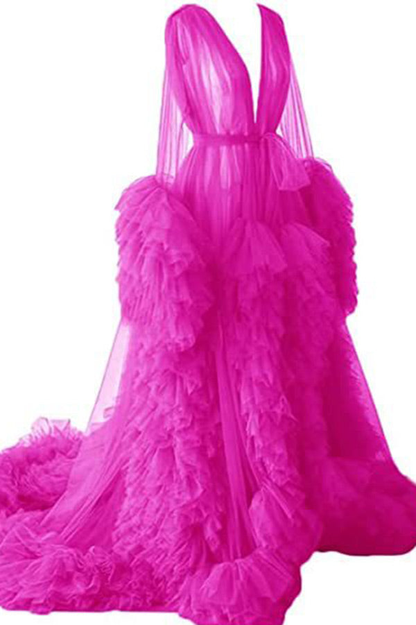 Custom See-through Ruffled Maternity Photoshoot Gown | GLAMIX – Glamix ...