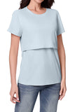 Double Layer Comfortable Nursing Top Short-Sleeved Pajamas