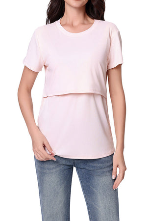 Double Layer Comfortable Nursing Top Short-Sleeved Pajamas
