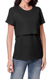 Double Layer Comfortable Nursing Top Short-Sleeved Pajamas
