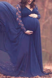Fabulous A-line Lace Maternity Dress With Sleeves