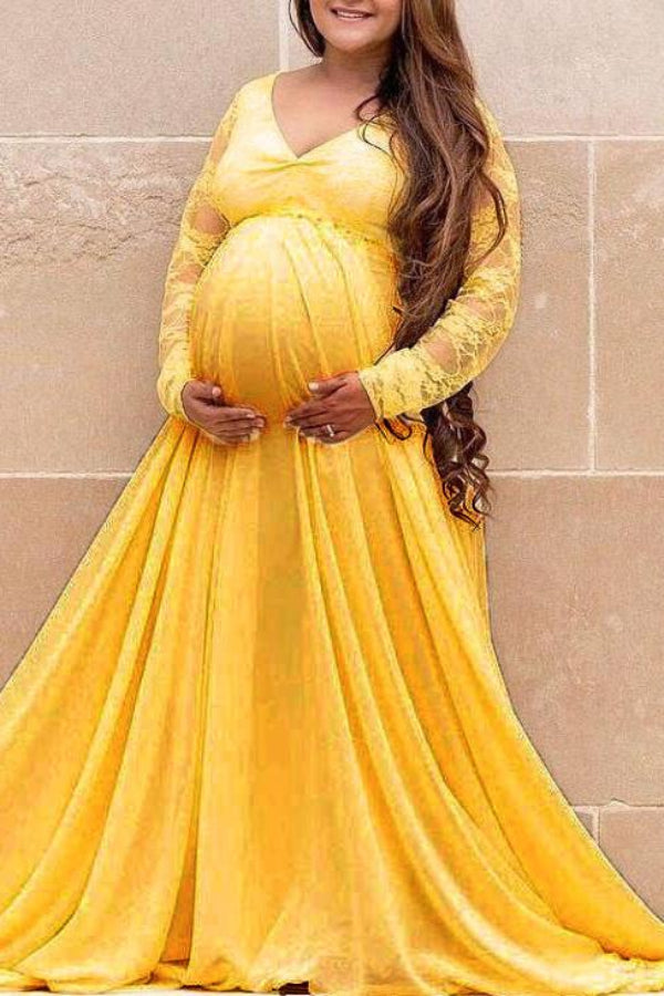 Fabulous A-line Lace Maternity Dress With Sleeves | GLAMIX Glamix Maternity Fabulous A-line Lace Maternity Dress With Sleeves | GLAMIX Glamix Maternity