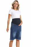 Fashion Blue Maternity Belly Support Denim Skirt