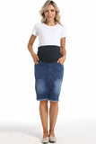 Fashion Blue Maternity Belly Support Denim Skirt
