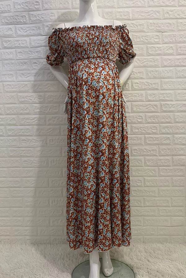 Fashion Floral Boho Off-the-shoulder Maternity Dress Holiday Dress Glamix Maternity Fashion Floral Boho Off-the-shoulder Maternity Dress Holiday Dress Glamix Maternity