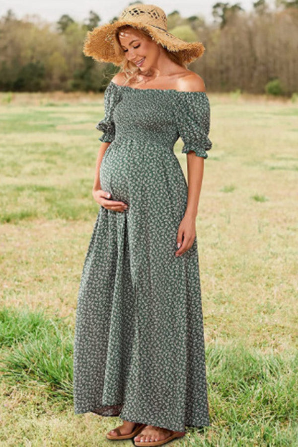 Fashion Floral Boho Off-the-shoulder Maternity Dress Holiday Dress Fashion Floral Boho Off-the-shoulder Maternity Dress Holiday Dress