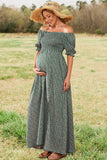 Fashion Floral Boho Off-the-shoulder Maternity Dress Holiday Dress