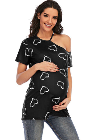 Fashion Heart Plus Size Maternity Top Pregnancy T-shirt