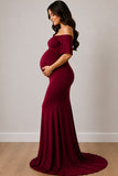Fashion Off-the-shoulder Mermaid Maternity Photoshoot Dress