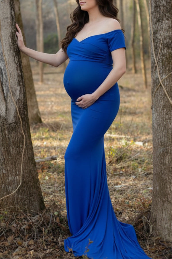 Fashion Off-the-shoulder Mermaid Maternity Photoshoot Dress Glamix Maternity Fashion Off-the-shoulder Mermaid Maternity Photoshoot Dress Glamix Maternity