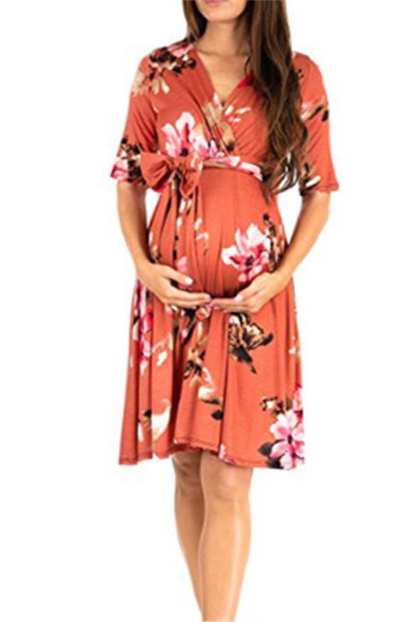 Floral Wrap Maternity Dress For Summer | GLAMIX Glamix Maternity Floral Wrap Maternity Dress For Summer | GLAMIX Glamix Maternity