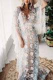 Lace Embroidered Boho See-through Maternity Photoshoot Dress