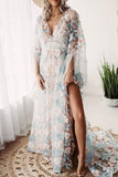 Lace Embroidered Boho See-through Maternity Photoshoot Dress