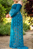 Lace Off Shoulder See-through Maternity Photoshoot Long Dress