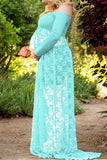 Lace Off Shoulder See-through Maternity Photoshoot Long Dress