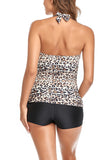 Leopard Print Split Halter V-neck Maternity Swimsuit