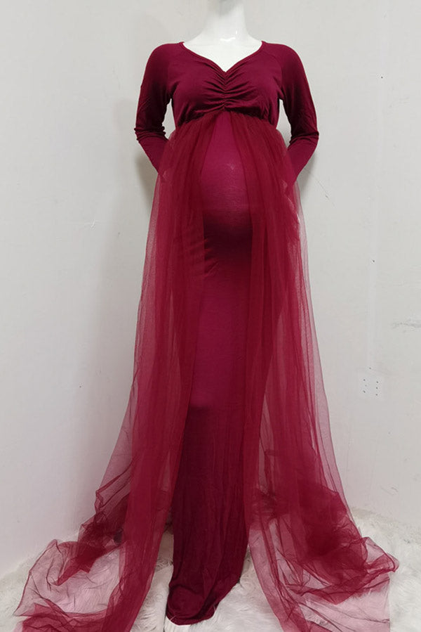 Mermaid Long Sleeves V-neck Maternity Photoshoot Dress Glamix Maternity Mermaid Long Sleeves V-neck Maternity Photoshoot Dress Glamix Maternity