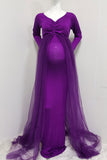 Mermaid Long Sleeves V-neck Maternity Photoshoot Dress