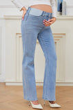 Mid-Rise Stretchy Bell Bootcut Maternity Jeans Pregnancy Pants