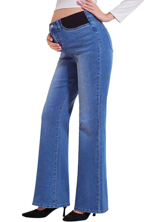 Mid-Rise Stretchy Bell Bootcut Maternity Jeans Pregnancy Pants