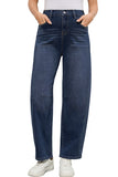 Mid-Rise Wide-Leg Barrel Maternity Jeans Denim Pants