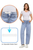 Mid-Rise Wide-Leg Barrel Maternity Jeans Denim Pants