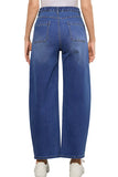 Mid-Rise Wide-Leg Barrel Maternity Jeans Denim Pants