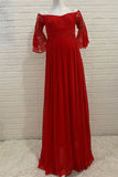 Chiffon Lace Maternity Dress Puffy Sleeves Pregnancy Gown