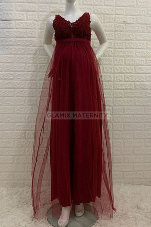 New Lace Sleeveless A-line Maternity Baby Shower Dress