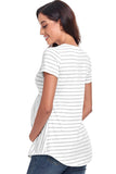 New Scoop Neck Stripe Short Sleeves Maternity Top