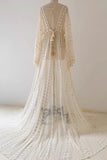 White Vintage Boho Lace See-through Maternity Photoshoot Dress