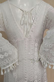 White Vintage Boho Lace See-through Maternity Photoshoot Dress