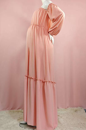 Off-the-shoulder Puffy Sleeves Boho Maternity Dress