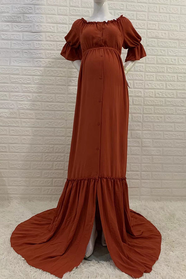 Off-the-shoulder Puffy Sleeves Vintage Maternity Dress Glamix Maternity Off-the-shoulder Puffy Sleeves Vintage Maternity Dress Glamix Maternity