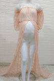 Off-the-shoulder Sleeves See-through Lace Maternity Photoshoot Dress