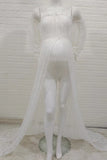 Off-the-shoulder Sleeves See-through Lace Maternity Photoshoot Dress