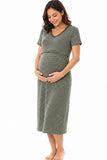 Plus-size Postpartum Striped Maternity Nursing Dress