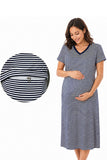 Plus-size Postpartum Striped Maternity Nursing Dress