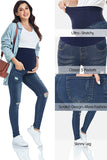 Ripped Indigo Blue High Waist Slim Stretchy Maternity Jeans